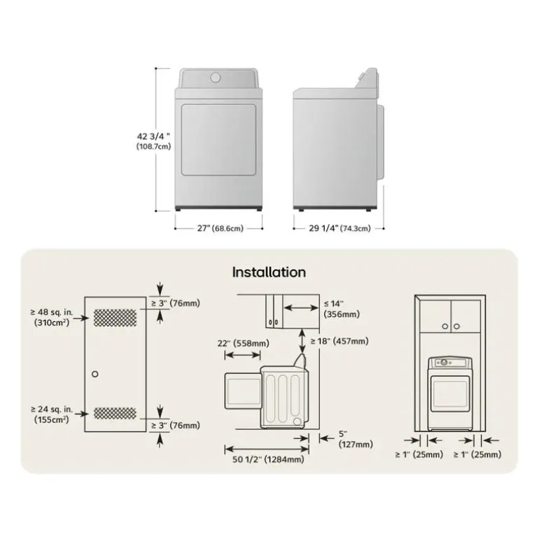 LG Dryer Front-Load White 27" - DLE8400WE