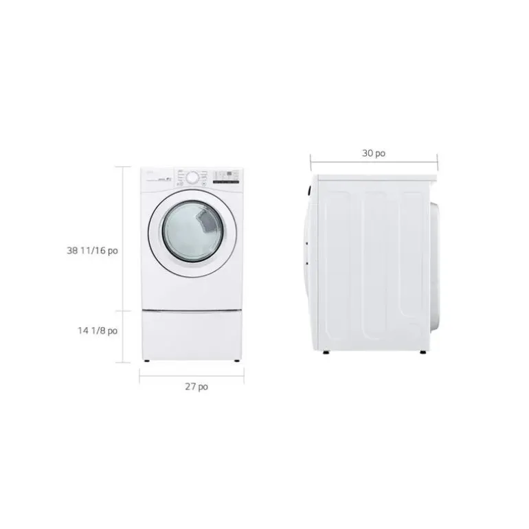 LG Dryer Front-Load White 27" - DLE3400W