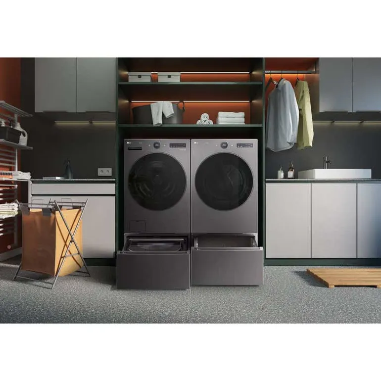 LG Pedestal Washer Top-Load Black Stainless 29" - WD300CB