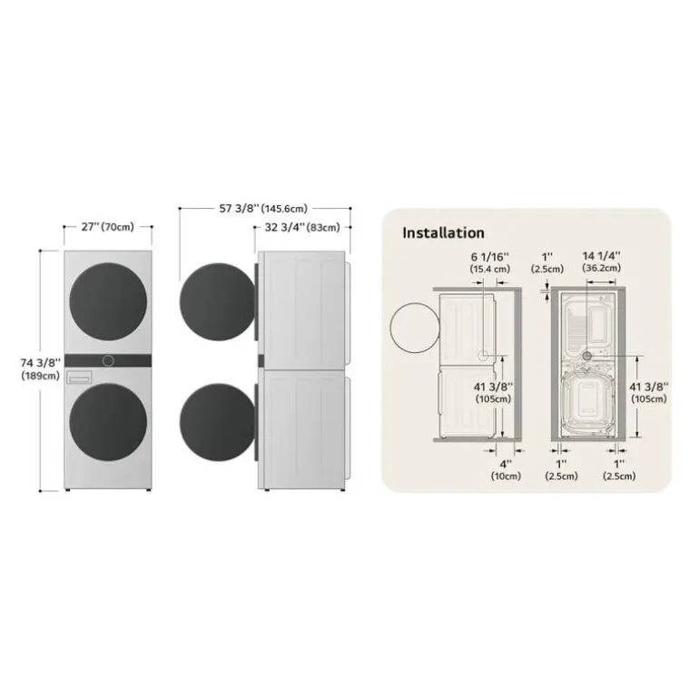 LG STUDIO WashTower, Stainless Steel, 27", Front-Load - SWWE50N3