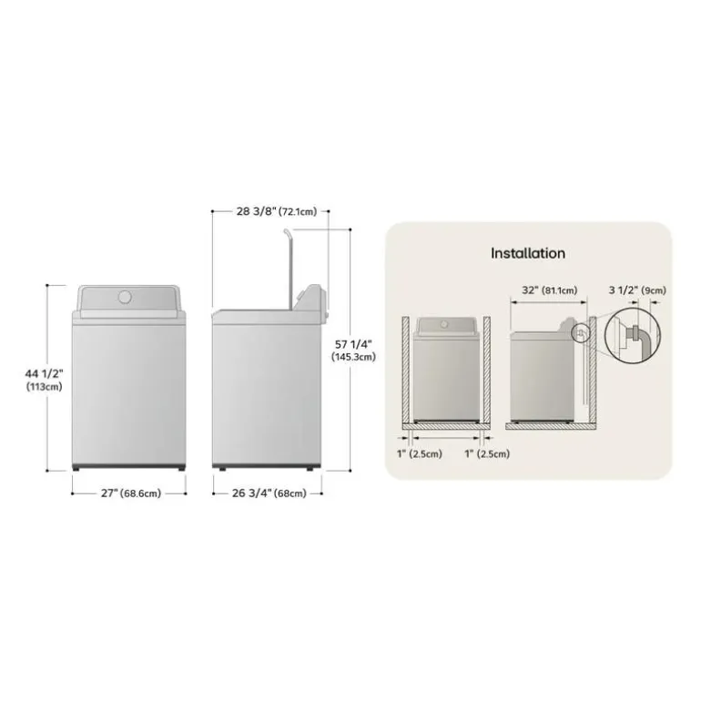 LG Washer Top-Load White 27" - WT6105CW