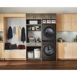 LG WashTower, Black steel, 27", Front-Load - WKEX200HBA