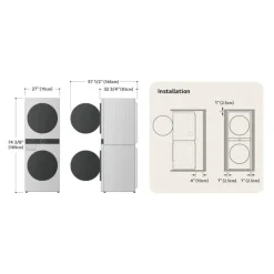 LG WashTower, Black steel, 27