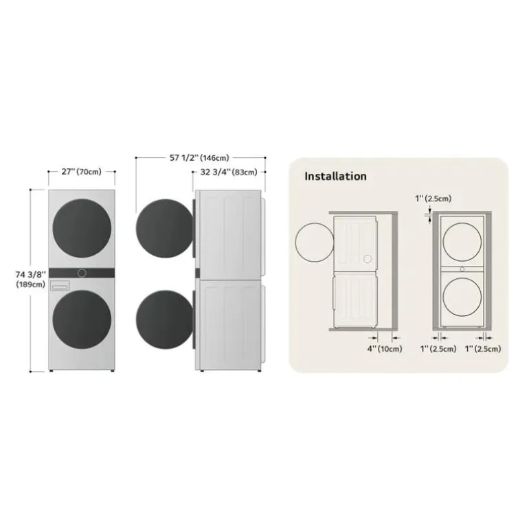 LG WashTower, Black steel, 27", Front-Load - WKHC252HBA