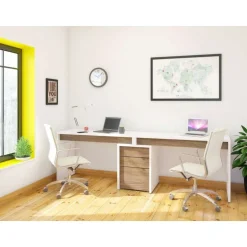 Liber-T 3pcs Home Office Set, White And Walnut - Nexera