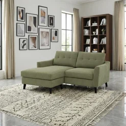 Loveseat with Reversible Chaise - Green