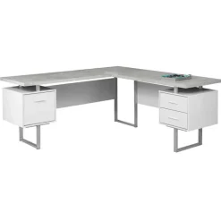 L-shaped computer desk / cement-look top - Monarch