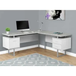 L-shaped computer desk / cement-look top - Monarch