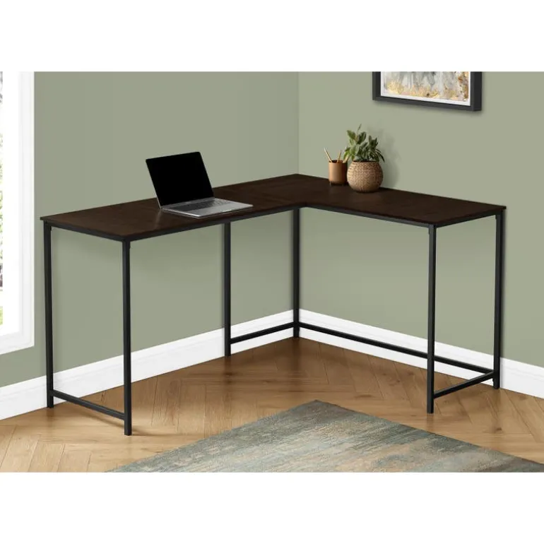 L-shaped computer desk - corner / metal base / large desk - 58"l x 44"w - esp - Monarch
