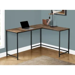 L-shaped computer desk - corner / metal base / large desk - 58