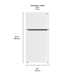 MARATHON 18 Cu Ft 30 In Refrigerator White Top Freezer - MFF184W