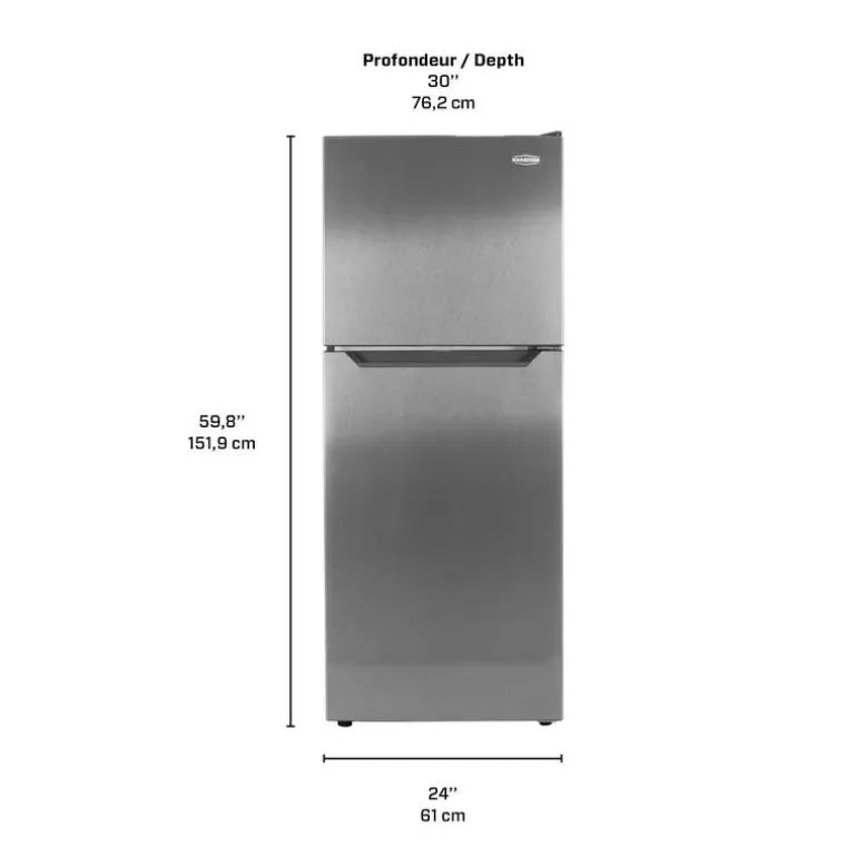 MARATHON 12 Cu Ft 24 In Refrigerator Stainless Top Freezer - MFF123SS