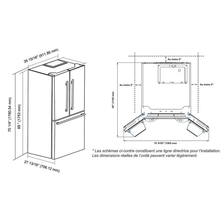 MARATHON 20,8 Cu Ft Refrigerator 36I In Stainless Bottom Freezer, French door - MFF208SSFD