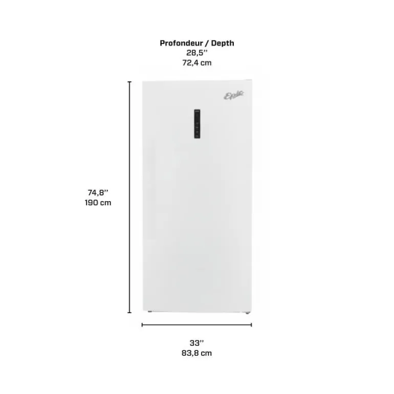 MARATHON Convertible Refrigerator Freezer - 21.2 Cu Ft White, Vertical, 33" - EFF212W