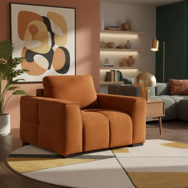 Marshmallow-Style Armchair - Rust
