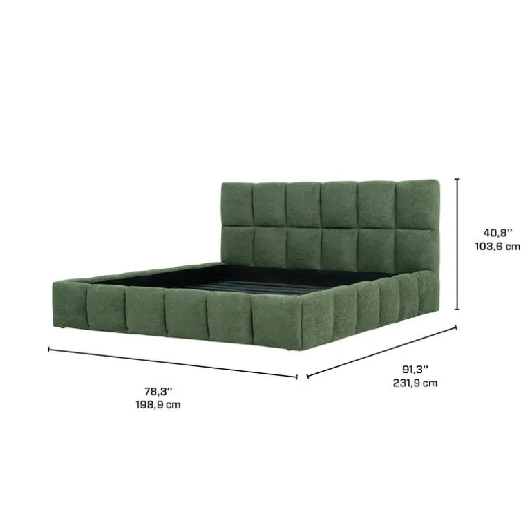 Marshmallow-Style King Bed (78") - Green