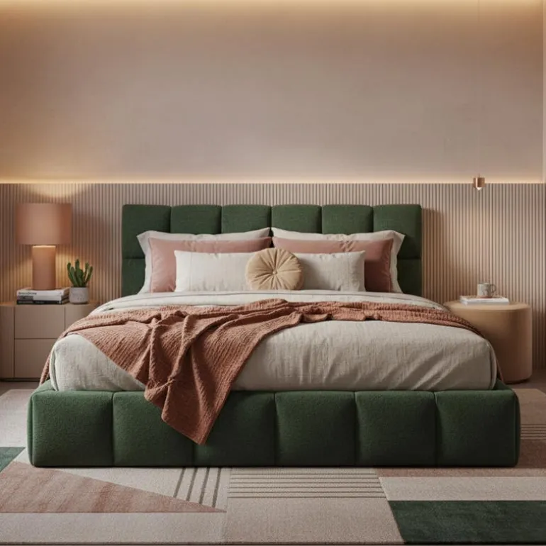 Marshmallow-Style King Bed (78") - Green