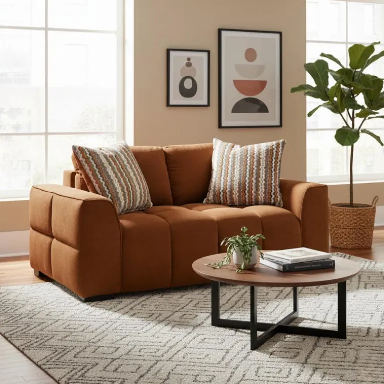 Marshmallow-Style Loveseat - Rust