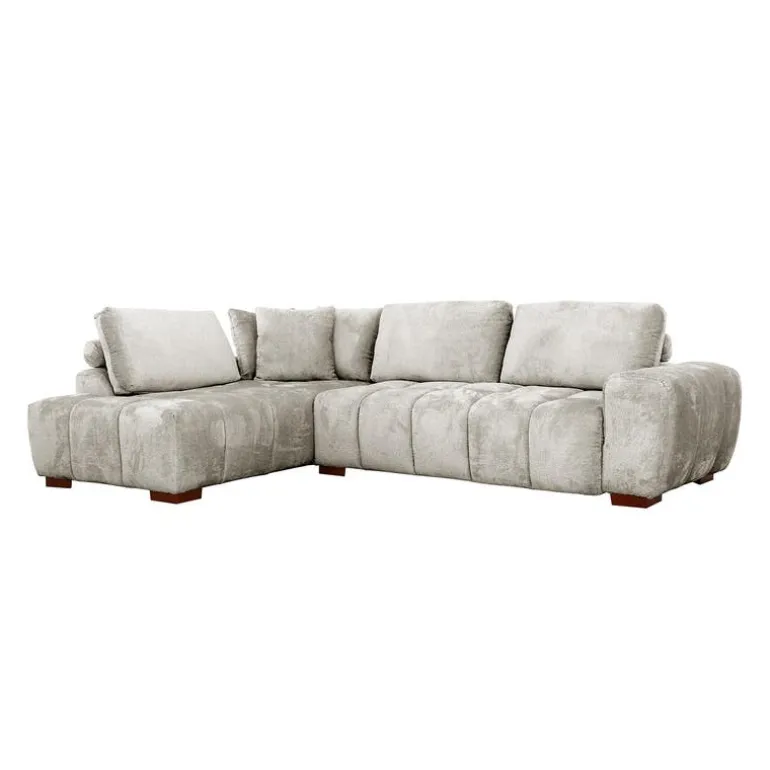 Marshmallow-Style Sectional with Left-Side Chaise - Grey