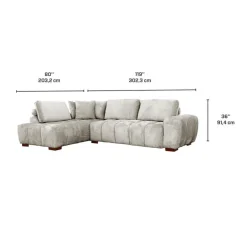 Marshmallow-Style Sectional with Left-Side Chaise - Grey