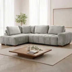 Marshmallow-Style Sectional with Left-Side Chaise - Grey