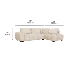 Marshmallow-Style Sectional with Right-Side Chaise - Cream