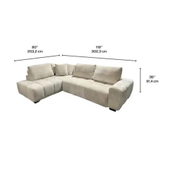 Marshmallow-Style Sectional with Left-Side Chaise - Cream