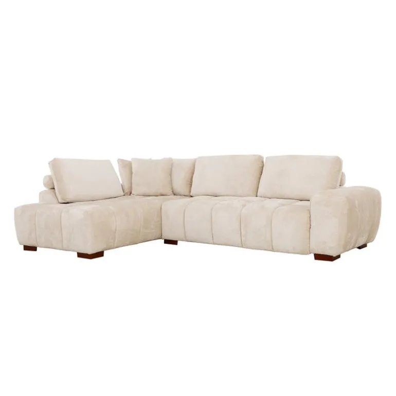 Marshmallow-Style Sectional with Left-Side Chaise - Cream
