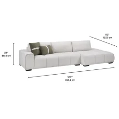 Marshmallow-Style Sectional with Right-Side Chaise