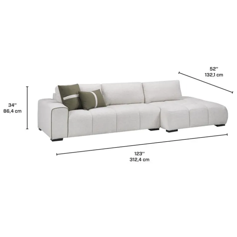 Marshmallow-Style Sectional with Right-Side Chaise