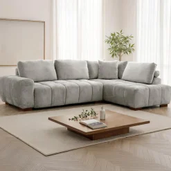 Marshmallow-Style Sectional with Right-Side Chaise - Grey