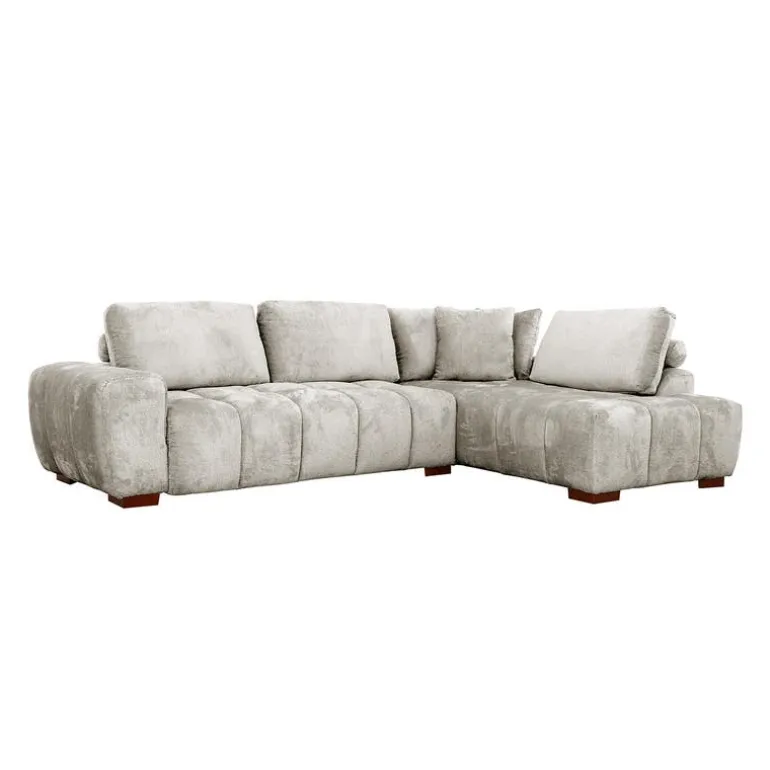 Marshmallow-Style Sectional with Right-Side Chaise - Grey