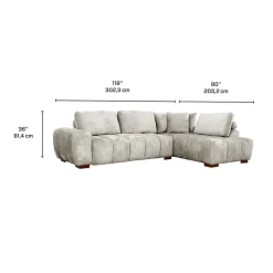Marshmallow-Style Sectional with Right-Side Chaise - Grey