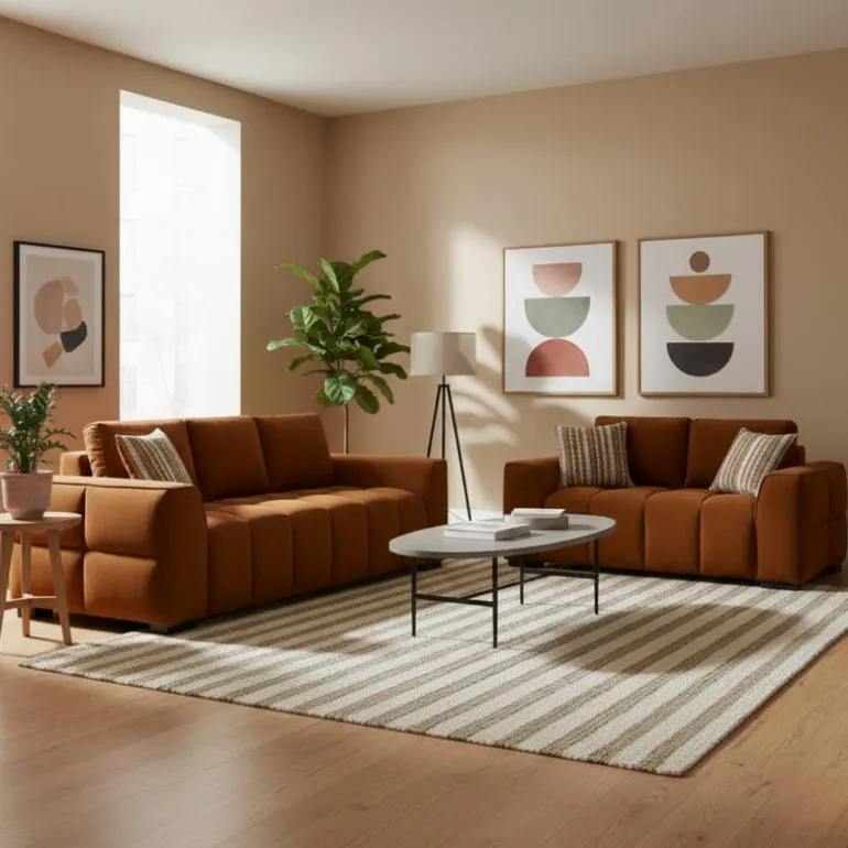 Marshmallow-Style Sofa - Rust