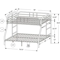 Metal bunk bed 39"/54" - Monarch