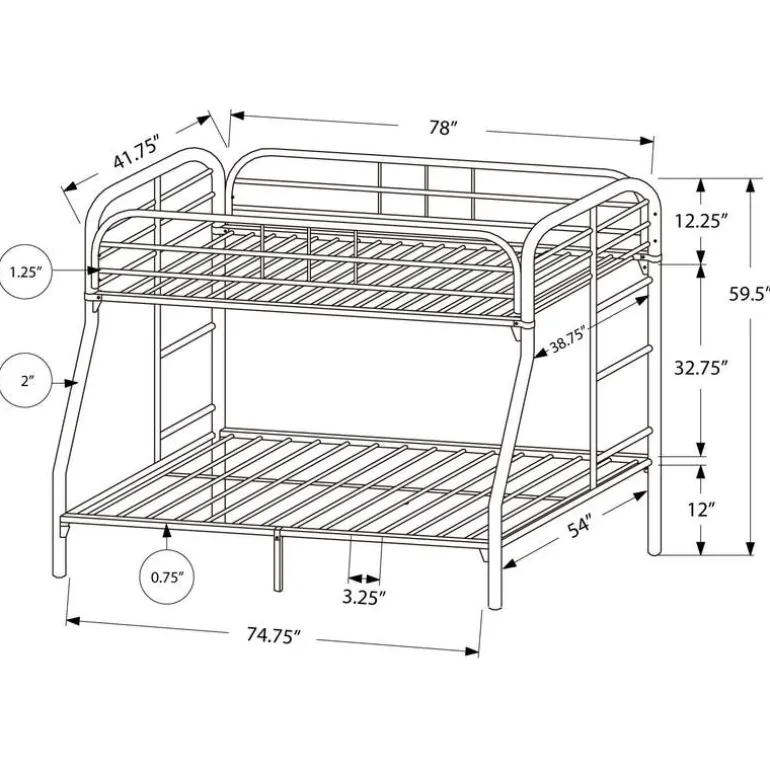 Metal bunk bed 39"/54" - Monarch
