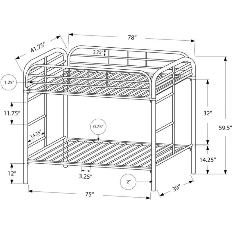 Metal bunk bed 39"/39" - Monarch