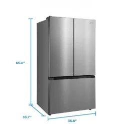 Midea 31.7 Cu. Ft. 36 In Refrigerator Stainless Bottom Freezer, French door - MRF32I6BST
