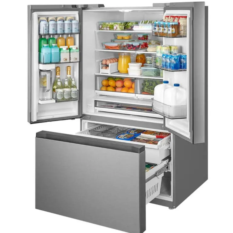 Midea 31.7 Cu. Ft. 36 In Refrigerator Stainless Bottom Freezer, French door - MRF32I6BST