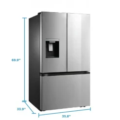 Midea 29.3 Cu. Ft. 36 In Refrigerator Stainless Bottom Freezer, French door - MRF29D2AST