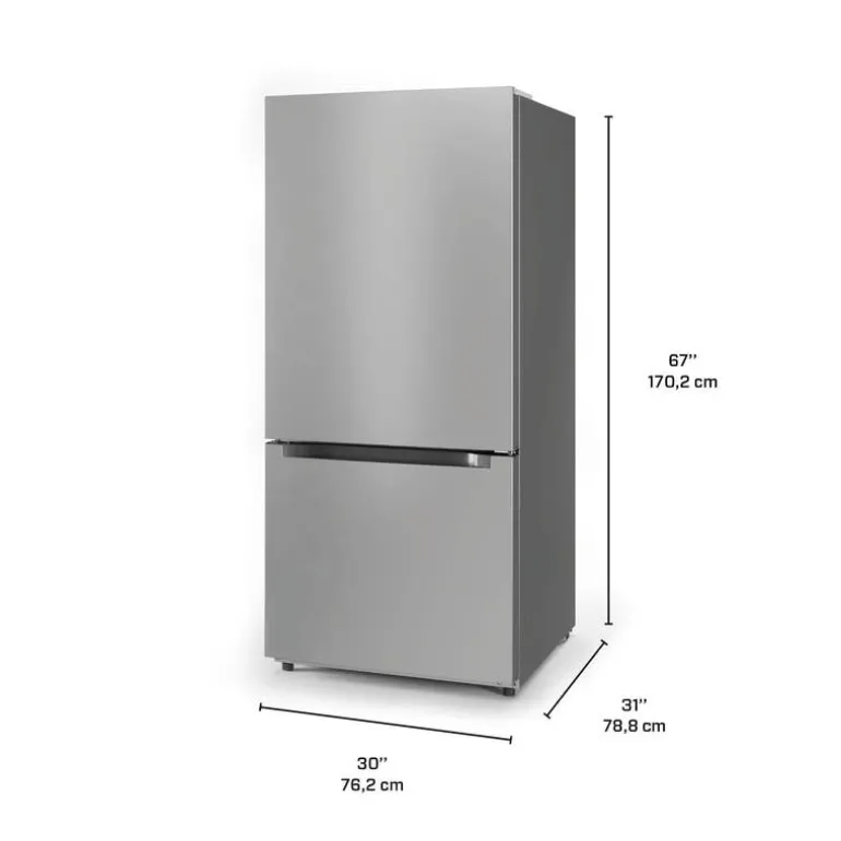 Midea 18.7 Cu. Ft. 30" Refrigerator Stainless Steel Bottom Freezer - MRB19B7AST