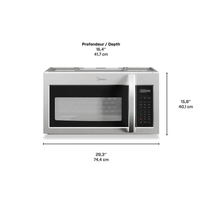 Midea Microwave Oven, Stainless, 1000 W, 300 - MMO19S14ASTC