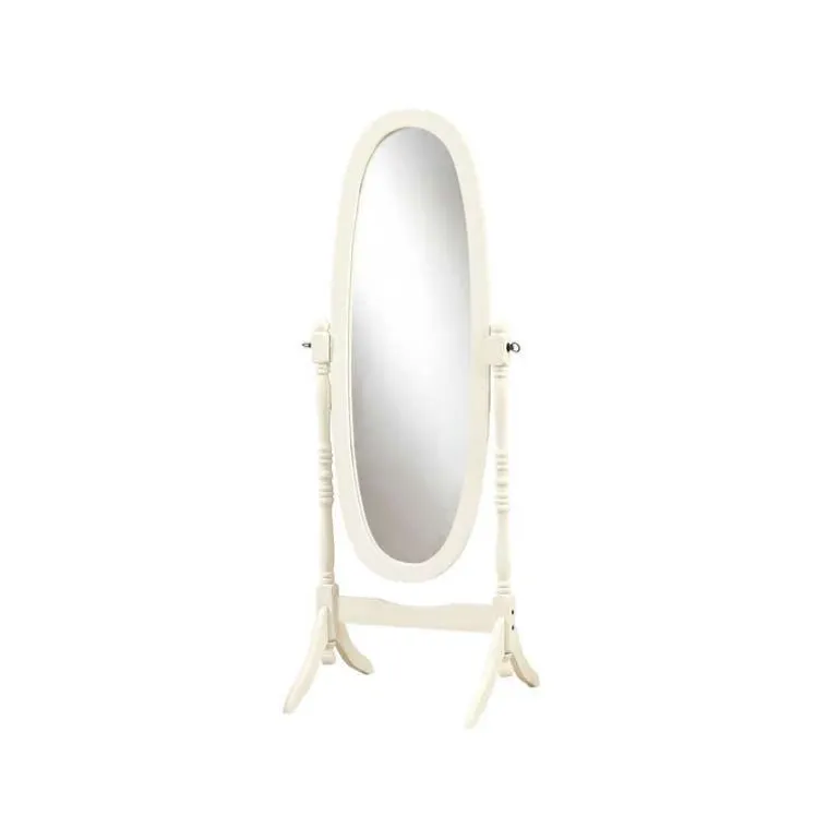 Mirror - 59"h / antique white oval wood frame - Monarch