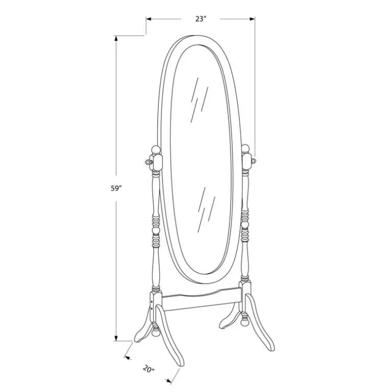 Mirror - 59"h / antique white oval wood frame - Monarch