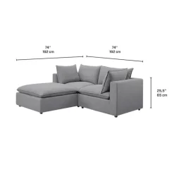 Modular Loveseat with Ottoman - 3 pcs