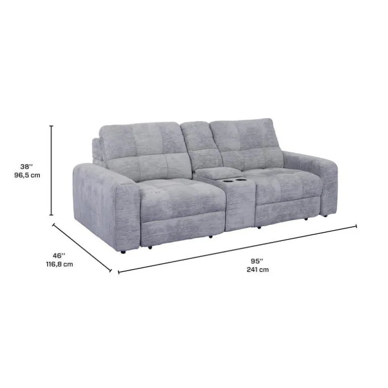 Modular Loveseat with Power Sliders and Console - 3 pcs