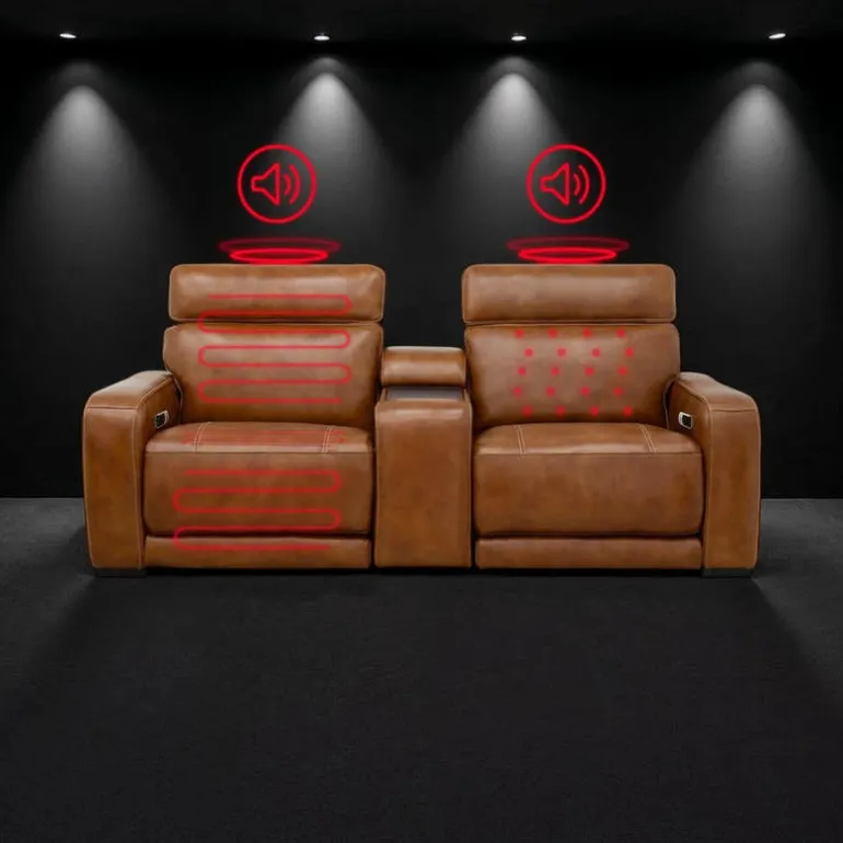 Modular Power Reclining Loveseat with Console, Built-In Speakers, Massage & Heat - 3 pcs