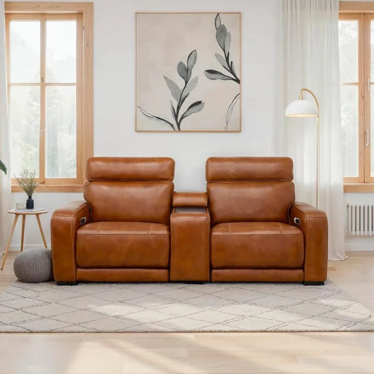 Modular Power Reclining Loveseat with Console, Built-In Speakers, Massage & Heat - 3 pcs
