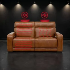 Modular Power Reclining Loveseat with Built-In Speakers, Massage & Heat - 2 pcs