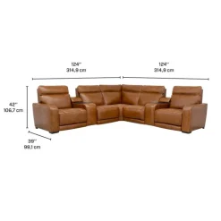 Modular Power Reclining Sectional with 2 Consoles, Built-In Speakers, Massage & Heat - 7 pcs